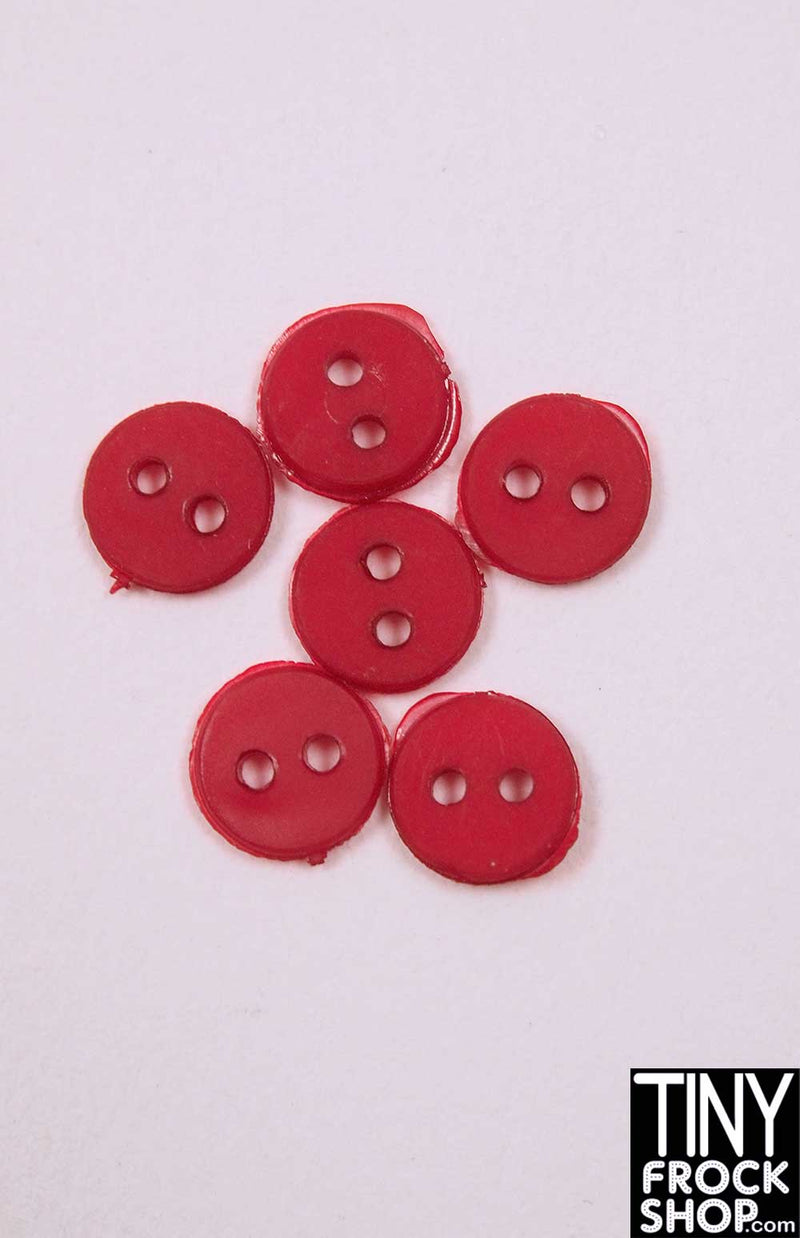6mm - 12" Fashion Doll Mini Round Two Hole Buttons - Pack of 6