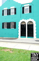 A-158 (W) 12" Fashion Doll Photography Backdrop - Standard- Turquoise House