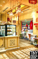 A-179 12" Fashion Doll Photography Backdrop - Wide - Vintage Pastry Shop - 16"