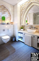 A-189 12" Fashion Doll Photography Backdrop - Standard- Arched Bathroom - 12" or 16"