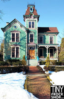 A-262 12" Fashion Doll Photography Backdrop - Wide - Grand Victorian Home