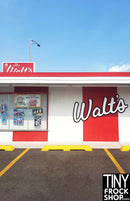 A-297 12" Fashion Doll Photography Backdrop - Wide - Walt's Ice Cream Shop