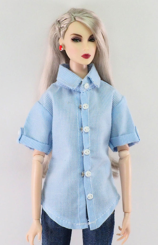 12" Fashion Doll Dressmaker Details Mini Striped Tailored Shirt