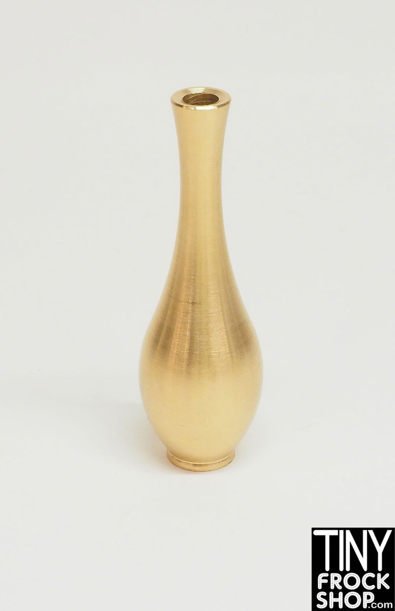 12" Fashion Doll Gold Metal Tall Vase