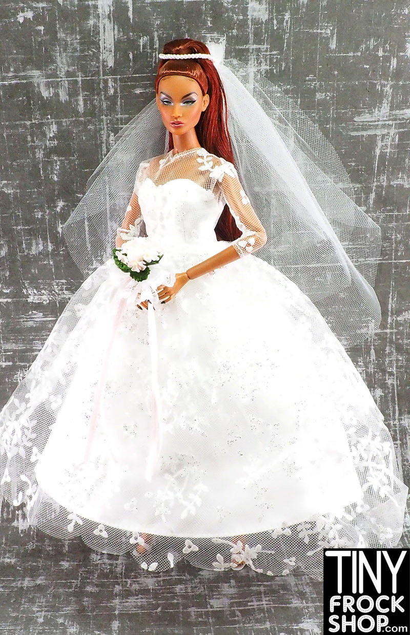 Barbie® Reproduction Wedding Day Glitter Dress with Pearl Veil