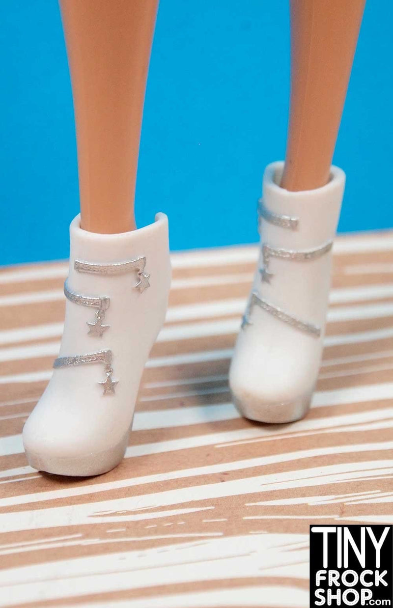 Barbie Avastars White Star Zip Boots - TinyFrockShop.com