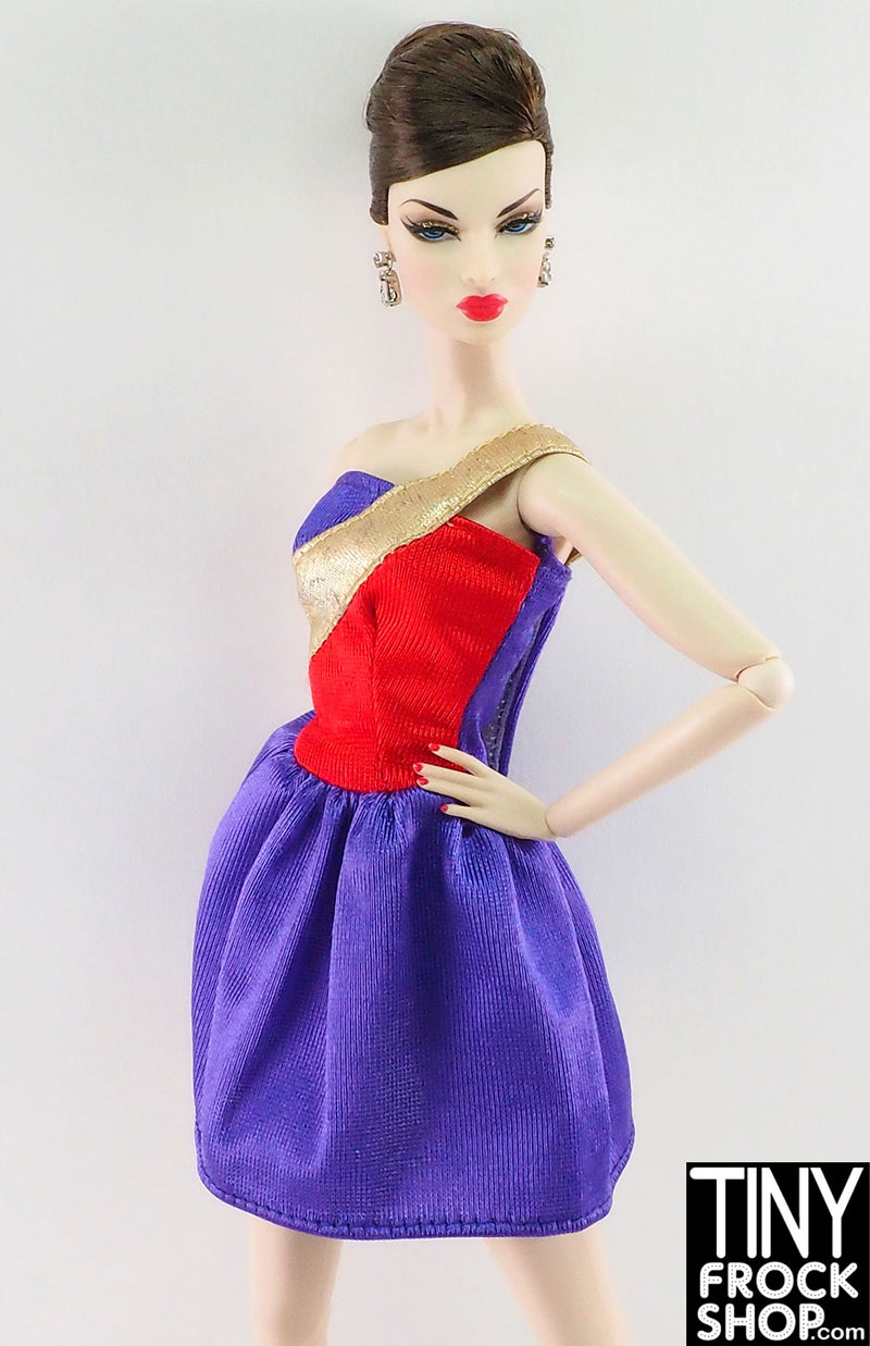 12" Fashion Doll Asymmetrical Color Block Dress - 2 Colorways!