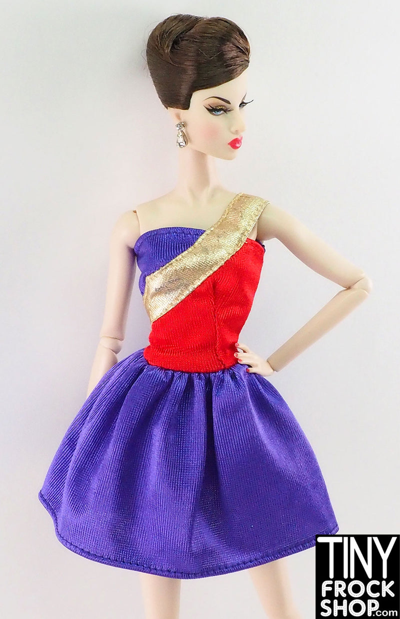 12 Fashion Doll Asymmetrical Color Block Dress