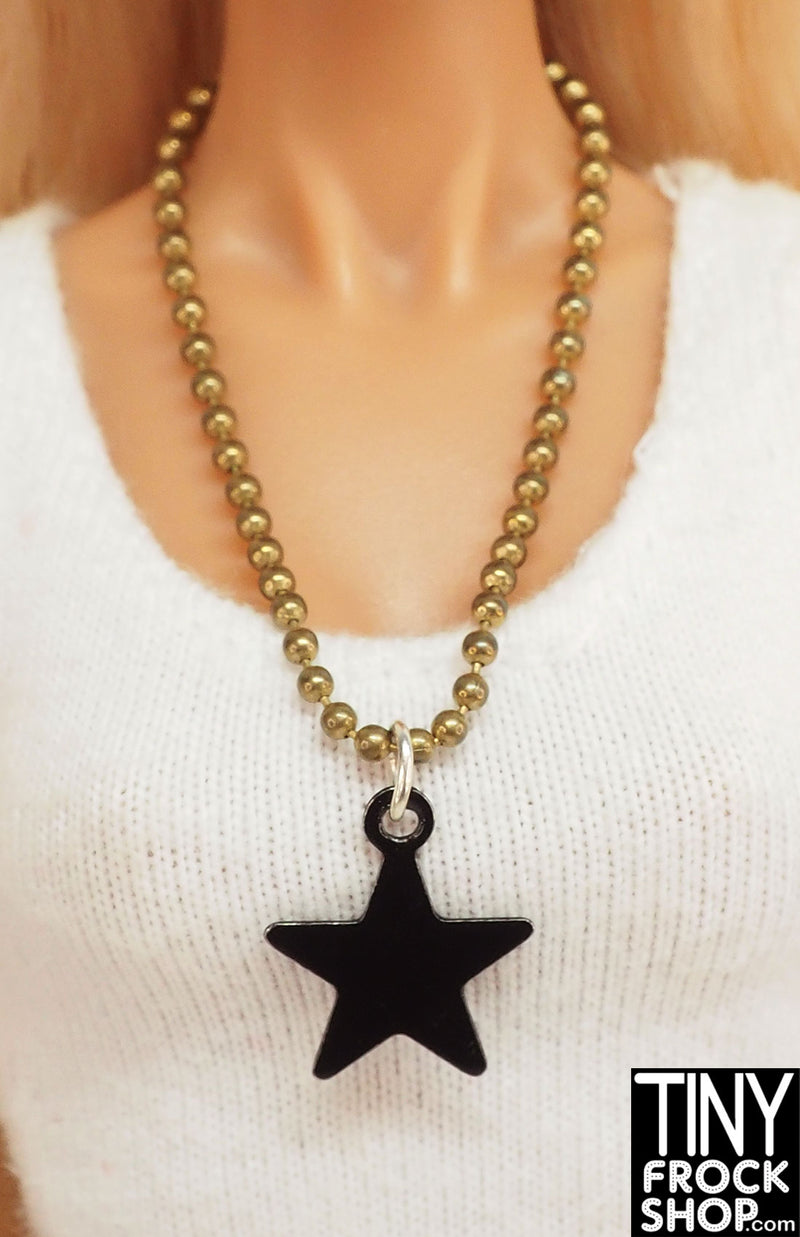12" Fashion Doll Black Star Necklace by Pam Maness
