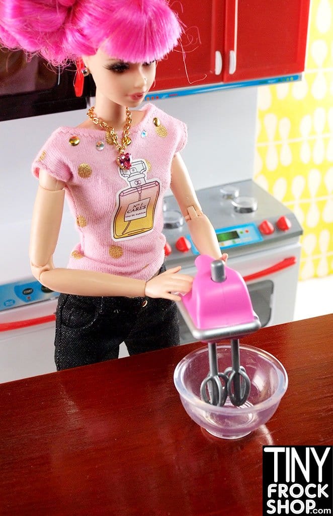 Barbie Chrome And Pink Working Handmixer - New - TinyFrockShop.com