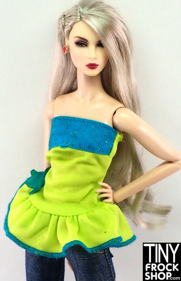 12" Fashion Doll Flouncy Strapless Peplum Top
