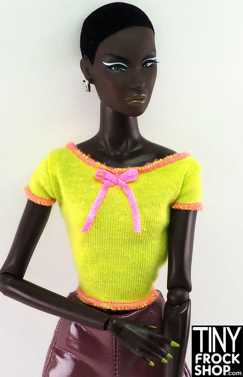 12" Fashion Doll Light Green and Pink Tee
