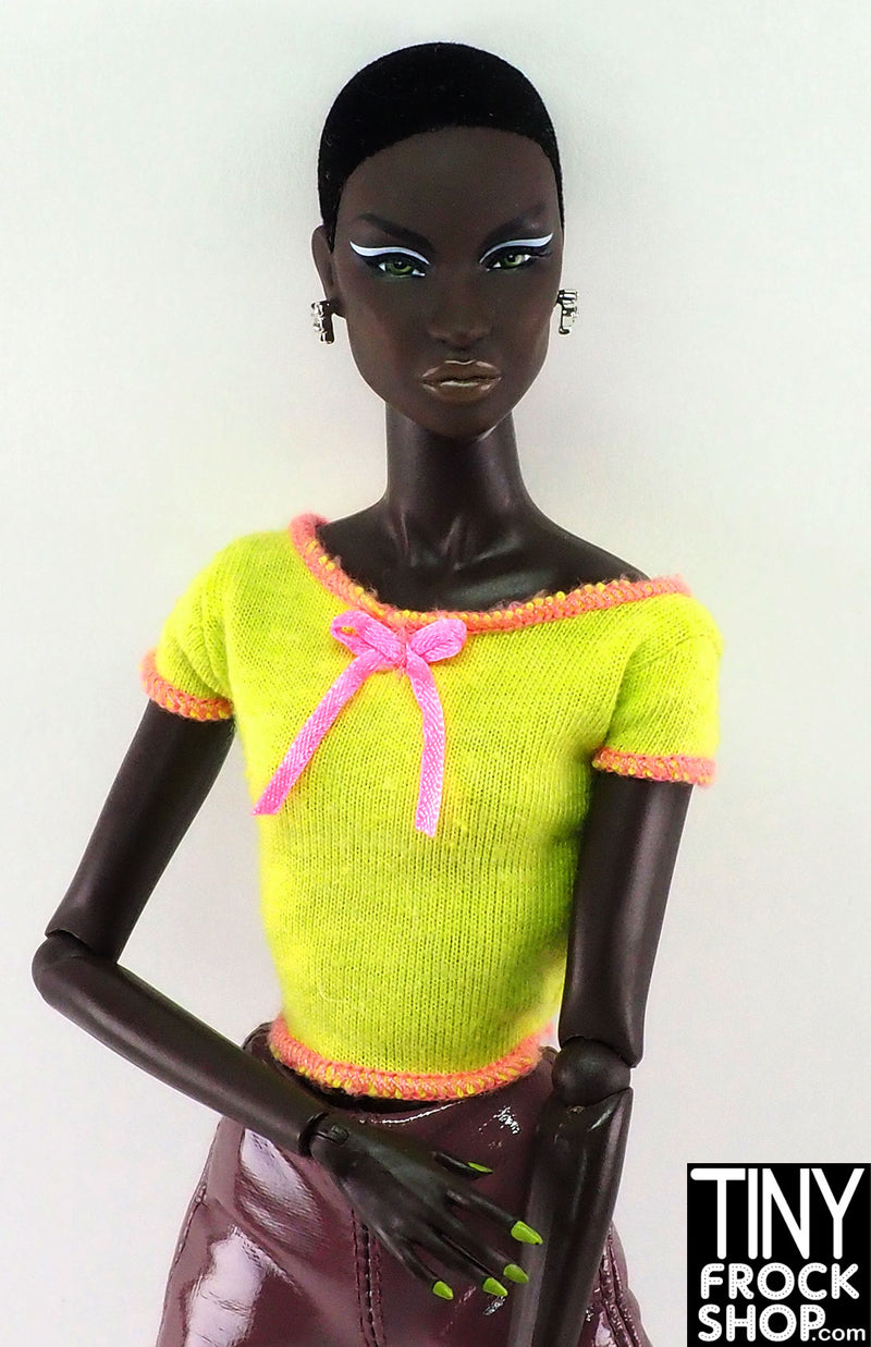 12" Fashion Doll Light Green and Pink Tee
