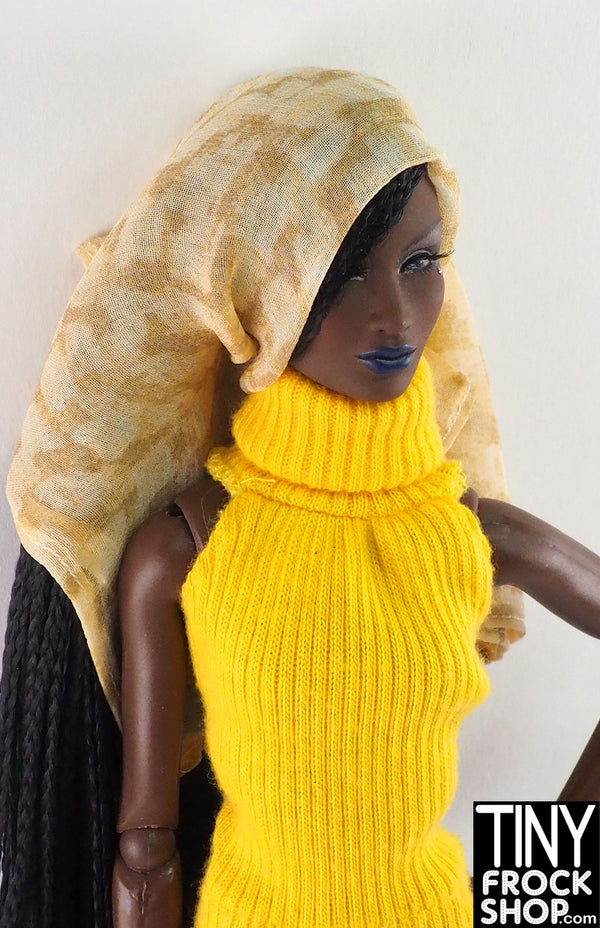 12" Fashion Doll Neutral Batik Chiffon Scarf by Pam Maness