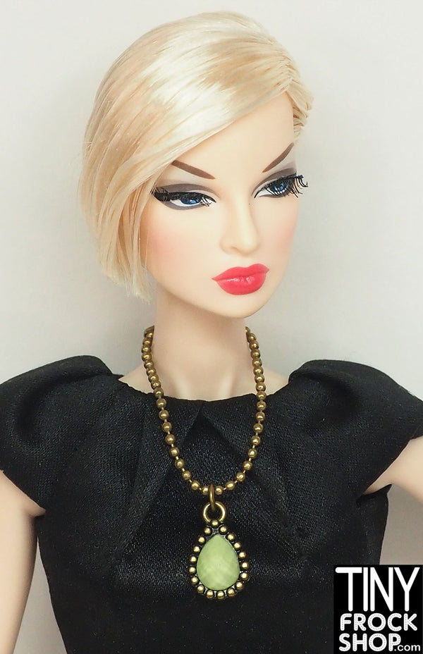 12" Fashion Doll Sage Faceted Teardrop Necklace by Pam Maness