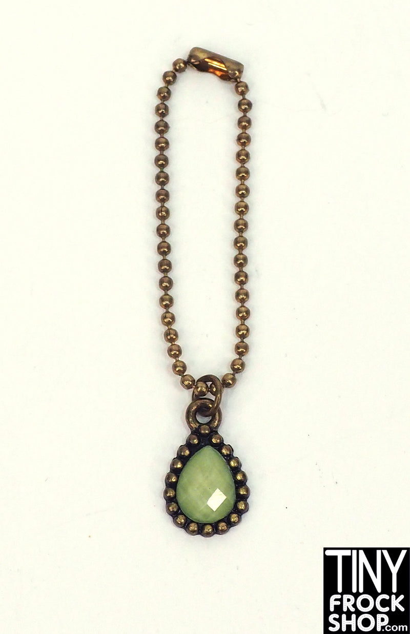 12" Fashion Doll Sage Faceted Teardrop Necklace by Pam Maness