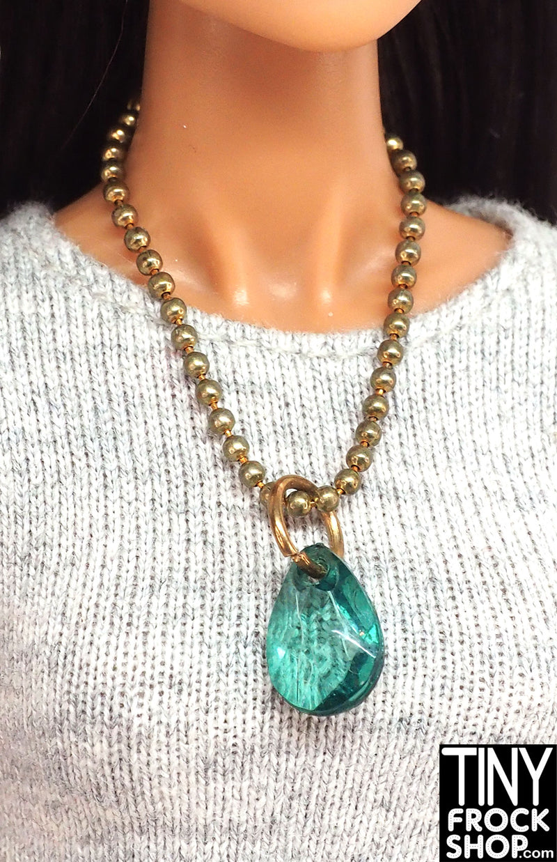 12" Fashion Doll Teal Faceted Drop Necklace by Pam Maness