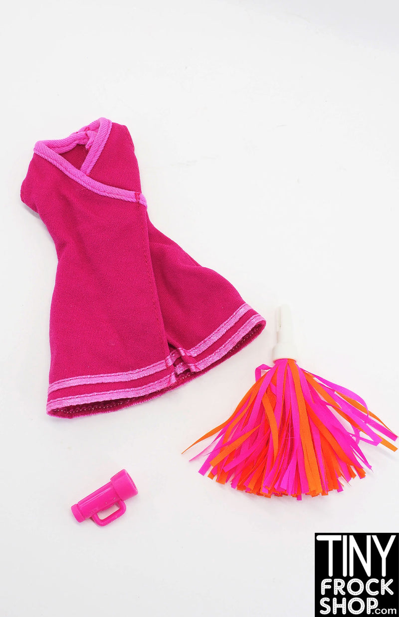 12" Fashion Doll Pink Striped Cheerleader Set