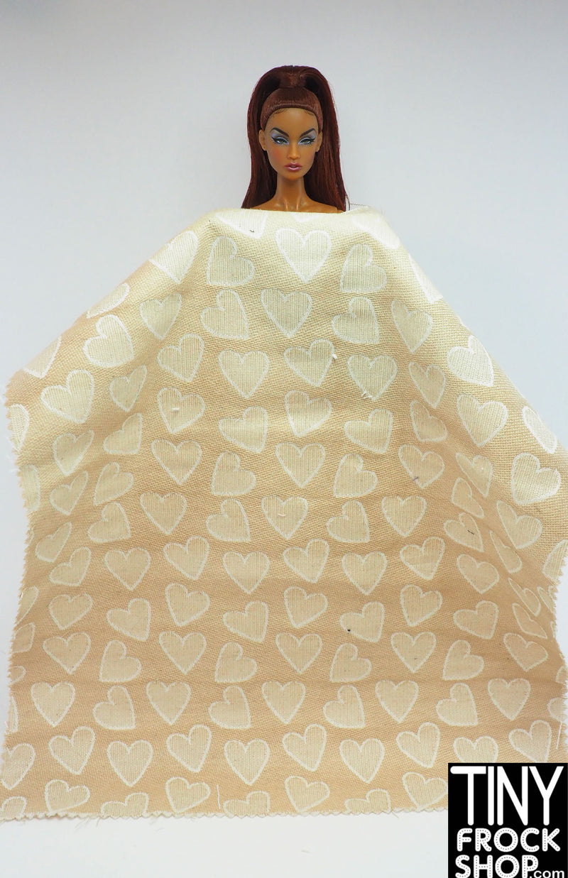 12" Fashion Doll F0276 Beige Heart Fabric