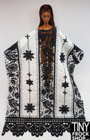 12" Fashion Doll F0327 Beautiful White with Black Lace Fabric