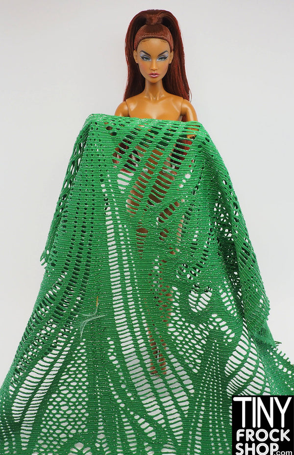 12" Fashion Doll F0340 Green Leaf Lace Fabric