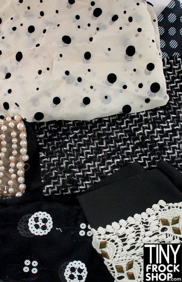 12" Fashion Doll Fabric Pack Assortment - Blacks and Whites