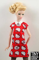 12" Fashion Doll HK Red Graphic Geek Chic Red Dress - Tiny Frock Shop