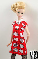 12" Fashion Doll HK Red Graphic Geek Chic Red Dress - Tiny Frock Shop