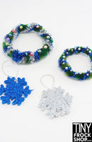 12" Fashion Doll Holiday Blue Wreath Set By Ash Decker