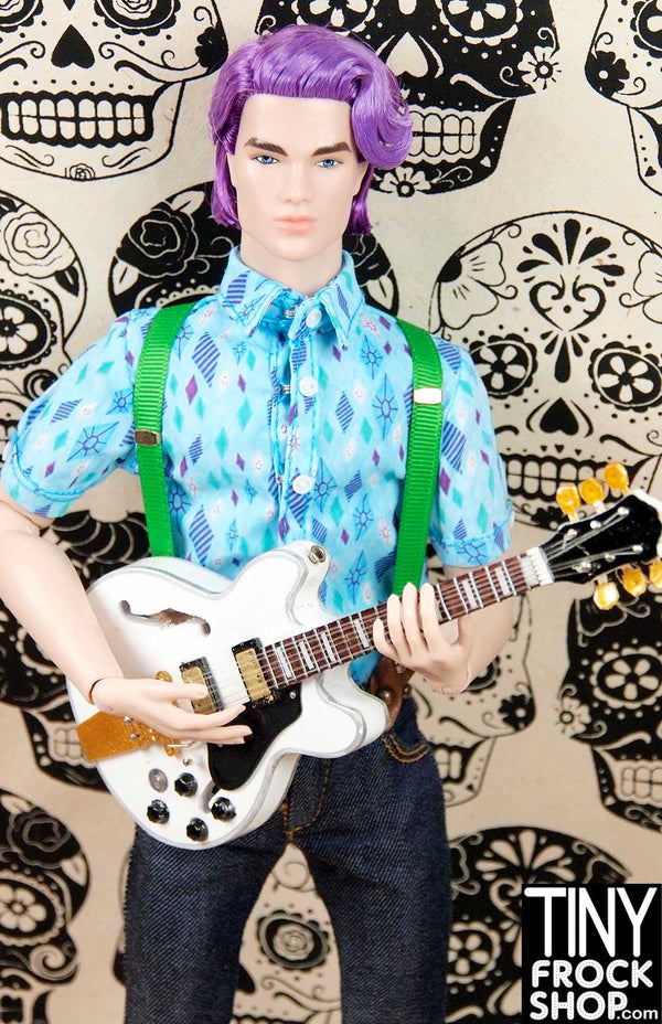 12 Inch Fashion Doll J-GM29 White Guitar - TinyFrockShop.com