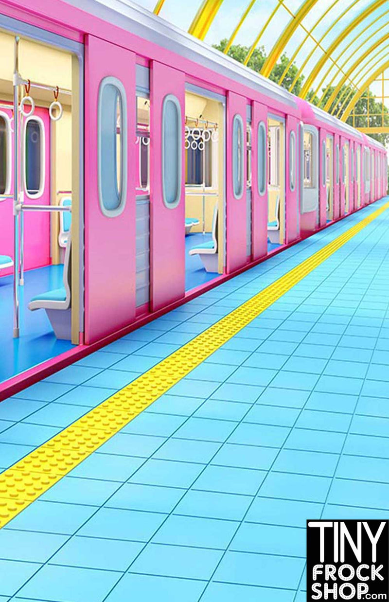 S-3240 Barbie Photography Backdrop - Wide - Cutie Japan Train - TinyFrockShop.com