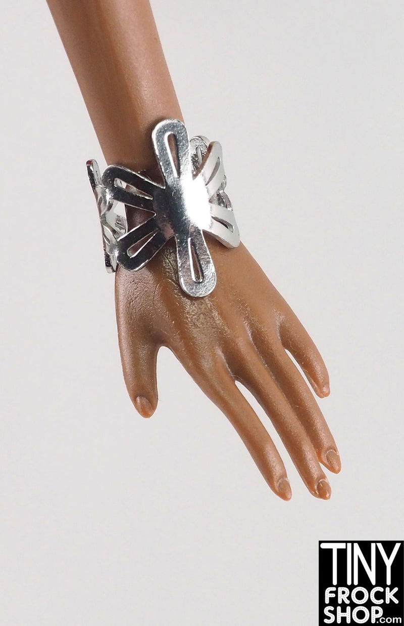 12" Fashion Doll Silver Decorative Cuff Bracelets