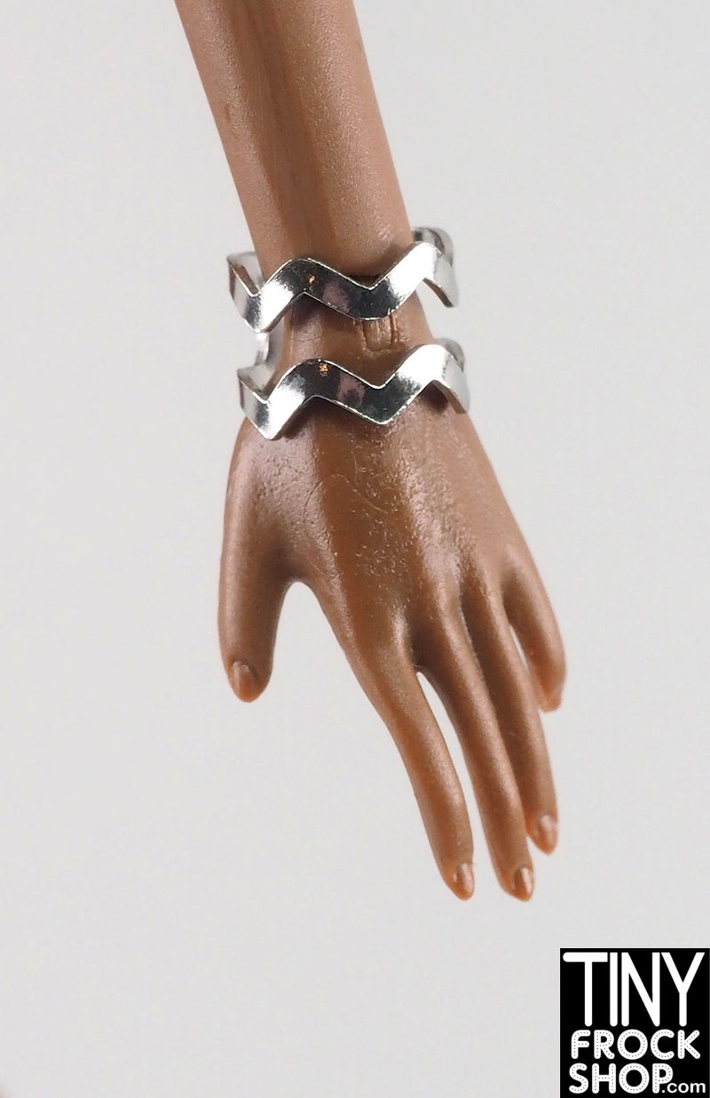 12" Fashion Doll Silver Decorative Cuff Bracelets