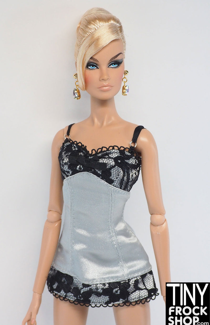 Barbie® 2003 Fashion Model Lingerie 6 Grey and Black Lace Slip