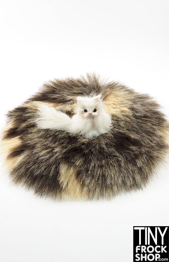 12" Fashion Doll 7 inch Round Fur Area Rugs by Pam Maness