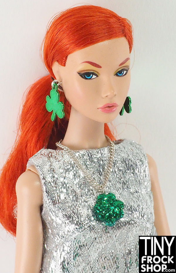 12" Fashion Doll Clover Irish Earring and Necklace Set by Pam Maness
