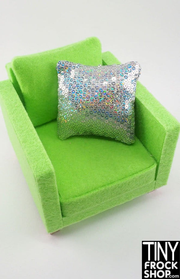 12" Fashion Doll Silver Hologram Sequin Pillow by Dress that Doll
