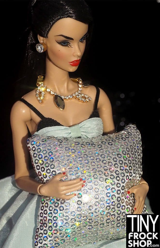 12" Fashion Doll Silver Hologram Sequin Pillow by Dress that Doll