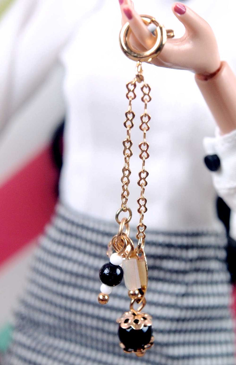12" Fashion Doll Black and Gold Crystal Handbag Charm by Pam Maness