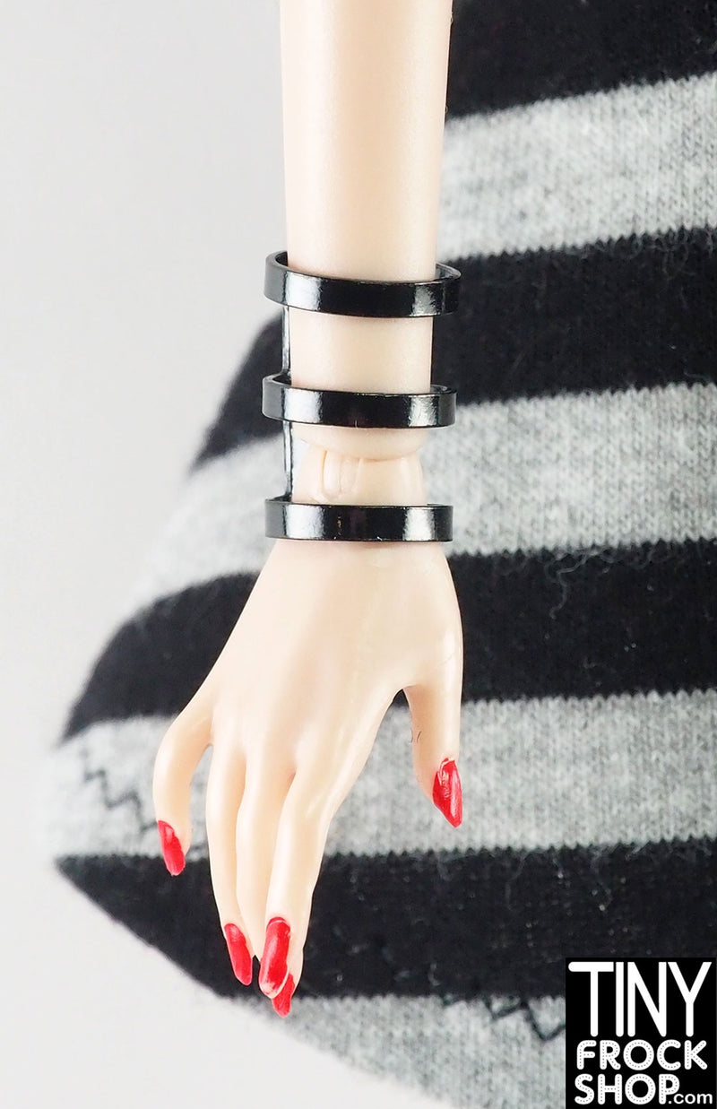 12" Fashion Doll Black Decorative Cuff Bracelets