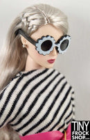 12" Fashion Doll Black N White Flower Sunglasses - Tiny Frock Shop