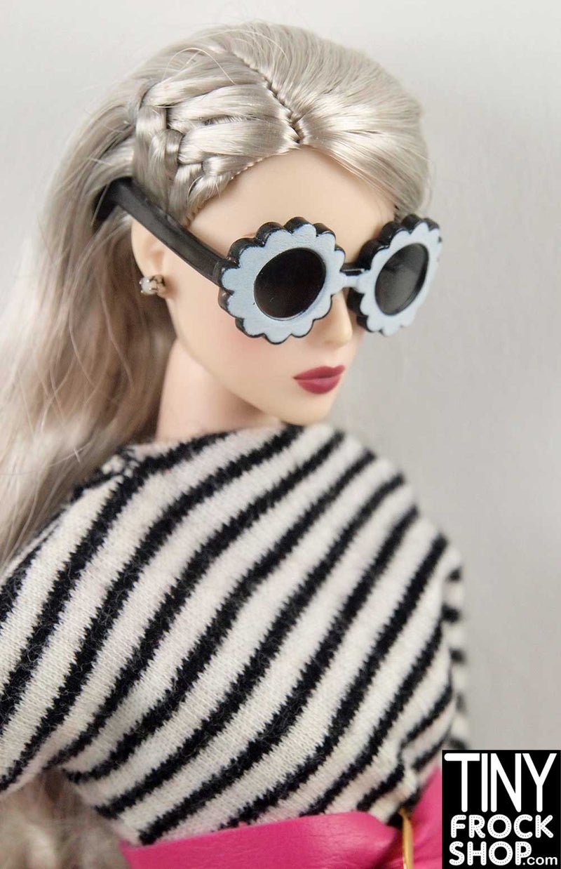 12" Fashion Doll Black N White Flower Sunglasses