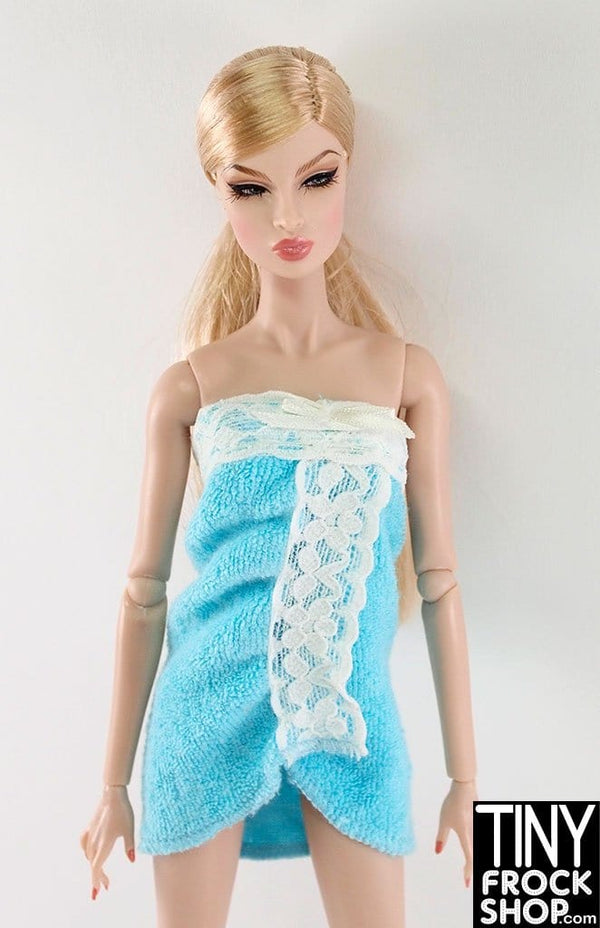 12" Fashion Doll Blue And White Lace Towel Wrap
