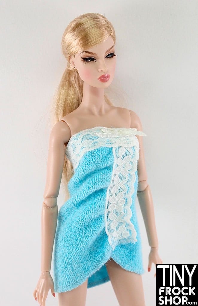 12" Fashion Doll Blue And White Lace Towel Wrap