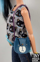12" Fashion Doll Handmade Blue Bear Handbag - Tiny Frock Shop