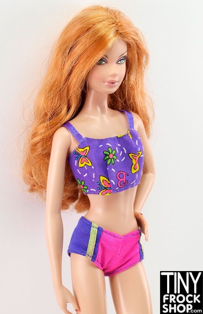 12" Fashion Doll Butterfly And  Colorblocked Fun Swim Set