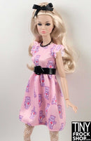 FKR87 Care Bear All over Pink Flounce Sleeve Dress - TinyFrockShop.com