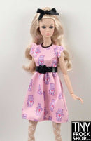 FKR87 Care Bear All over Pink Flounce Sleeve Dress - TinyFrockShop.com