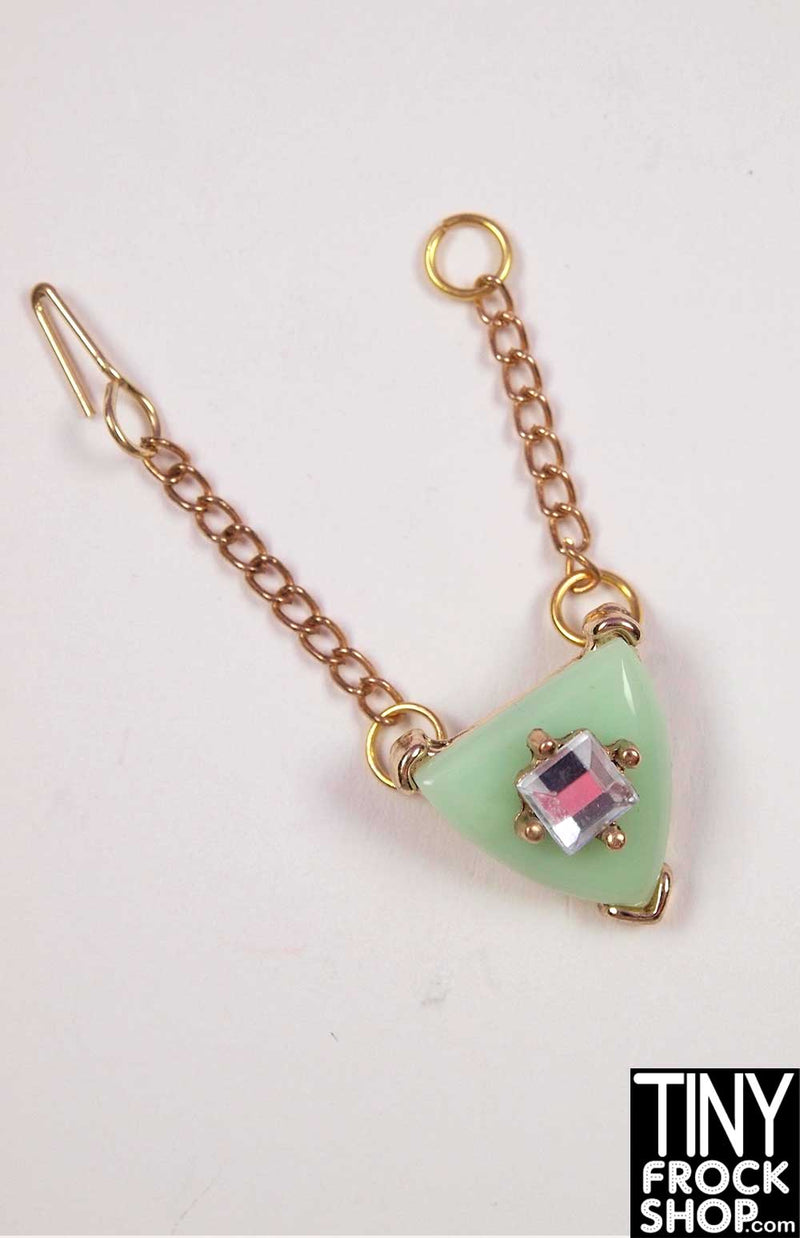 12" Fashion Doll Celadon Green and Gold Necklace by Pam Maness