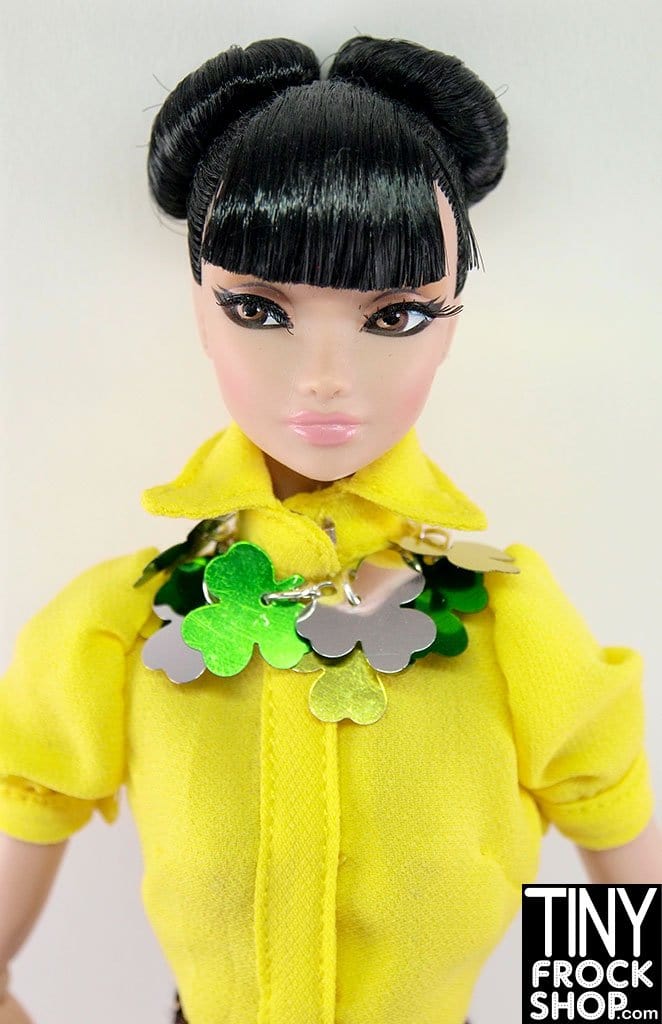 12" Fashion Doll Clover Paillette Irish Necklace by Pam Maness